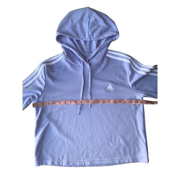 Adidas Lilac & White Essentials 3 Stripped Cropped Hooded Sweatshirt - Picture 11 of 12